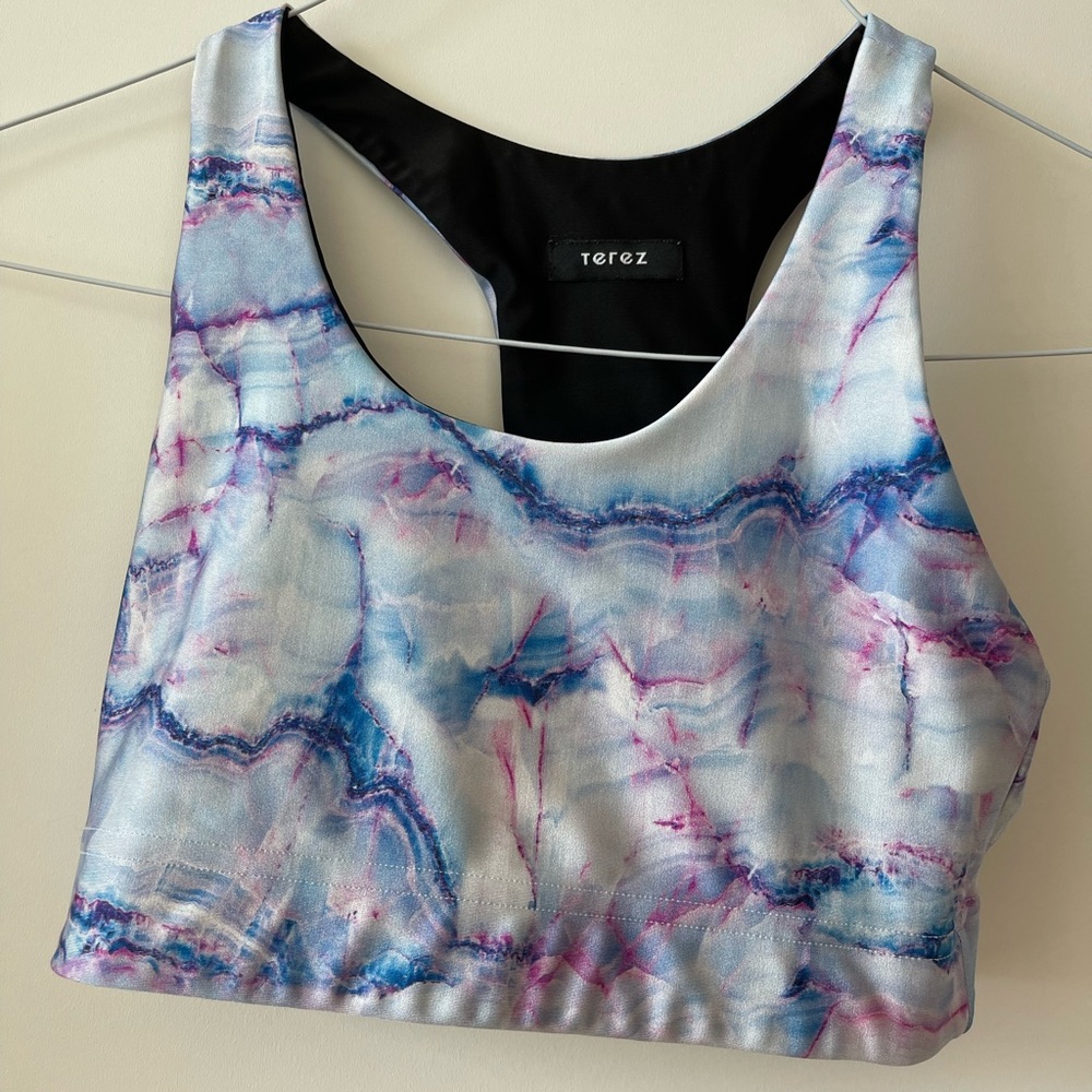 Terez blue/pink tie dye sports bra